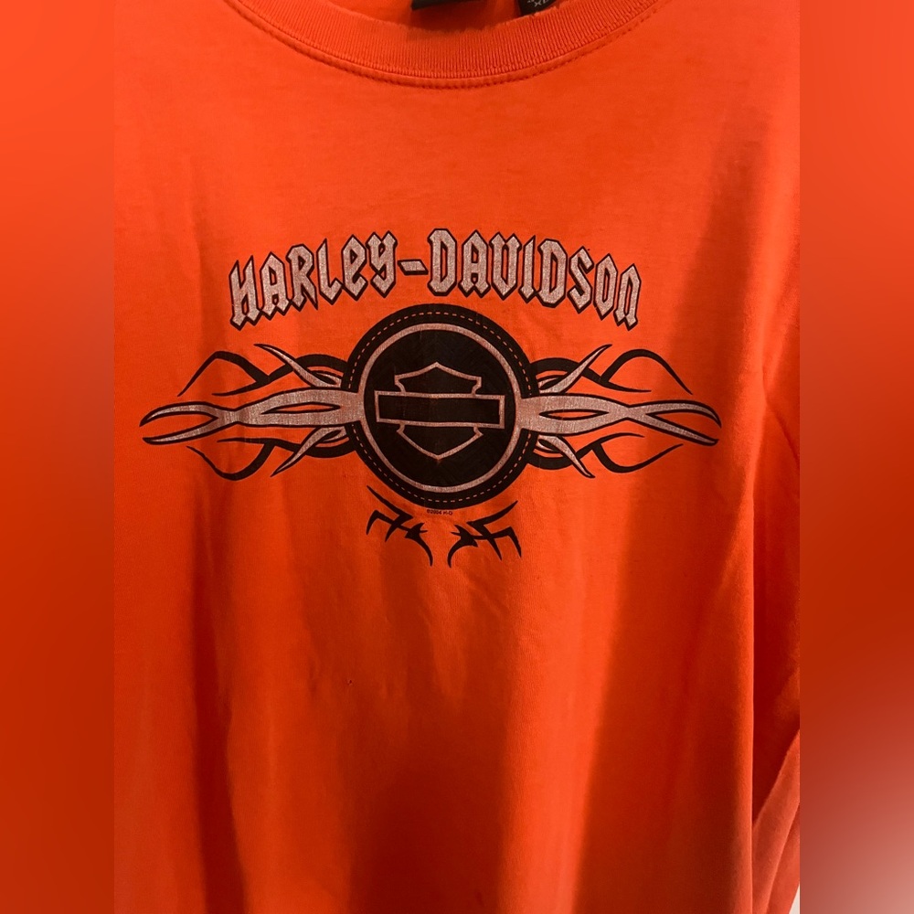 Vintage Harley-Davidson Orange Short-Sleeve Logo Flame Tee